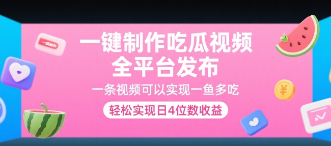 一键制作吃瓜视频，全平台发布，一条视频可以实现一鱼多吃，轻松实现日4位数收益【揭秘】-米创网