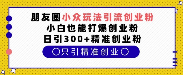 朋友圈小众玩法引流创业粉，小白也能打爆创业粉，日引300+精准创业粉【揭秘】-米创网