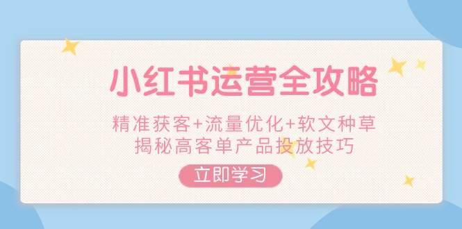 小红书运营全攻略，精准获客+流量优化+软文种草，揭秘高客单产品投放技巧-米创网