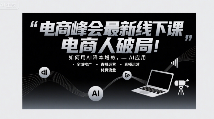 电商峰会最新线下课，电商人破局，如何用AI降本增效，AI应用-全域推广-直播运营-付费流量-米创网