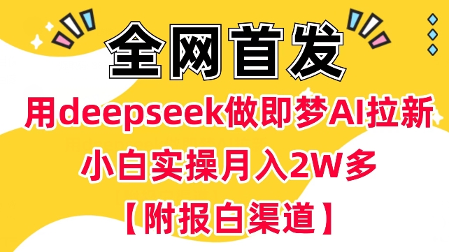 用deepseek做即梦Ai拉新 小白实操月入过W+【附报白渠道】-米创网