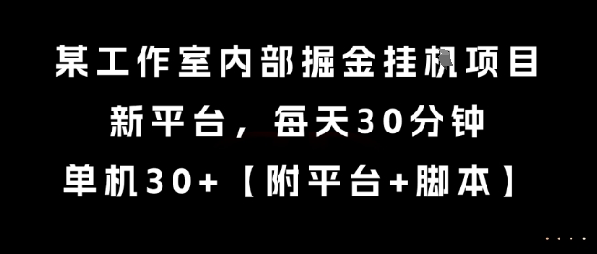 某工作室内部掘金挂G项目，新平台，每天30分钟，单机30+【揭秘】-米创网