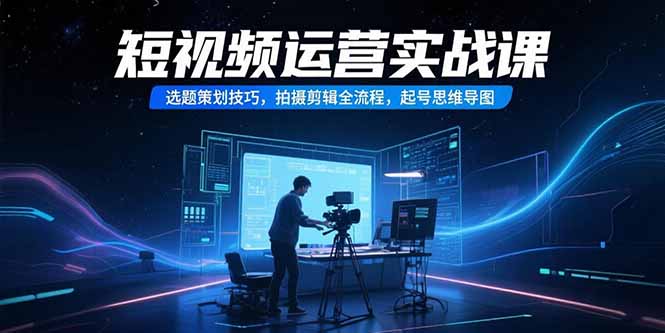 短视频运营实战课，选题策划技巧，拍摄剪辑全流程，起号思维导图-米创网