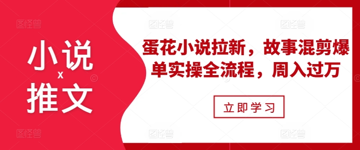 小说推文之蛋花小说拉新，故事混剪爆单实操全流程，周入过万-米创网