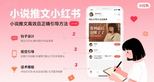 小说推文小红书高转化引导方法实操课，小说推文高效且正确引导方法-米创网