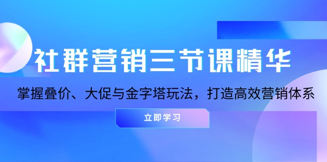 社群营销三节课精华：掌握叠价、大促与金字塔玩法，打造高效营销体系-米创网