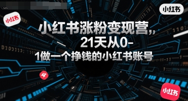 小红书涨粉变现营，21天从0-1做一个挣钱的小红书账号-米创网