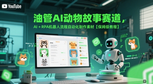 油管AI动物故事赛道，AI+RPA机器人流程自动化制作素材【保姆级教程】-米创网