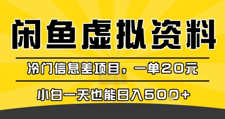 咸鱼虚拟资料变现，冷门信息差项目，一单20米，小白一天也能日入5张+-米创网