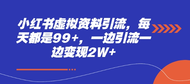 小红书虚拟资料引流，每天都是99+，一边引流一边变现2W+-米创网