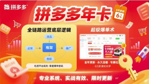 拼多多年卡【8月更新6节】拼多多全链路运营底层逻辑，超级爆单术-米创网