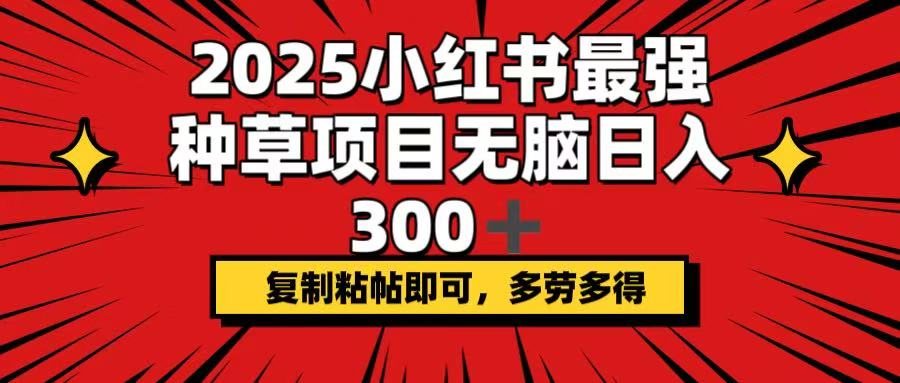 2025小红书最强种草项目，无脑日入300+，复制粘帖即可，多劳多得-米创网