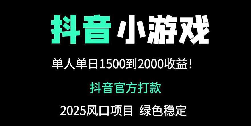 抖音官方小游戏2025全网最新玩法，暴利赚钱项目，单机日入2000+-米创网
