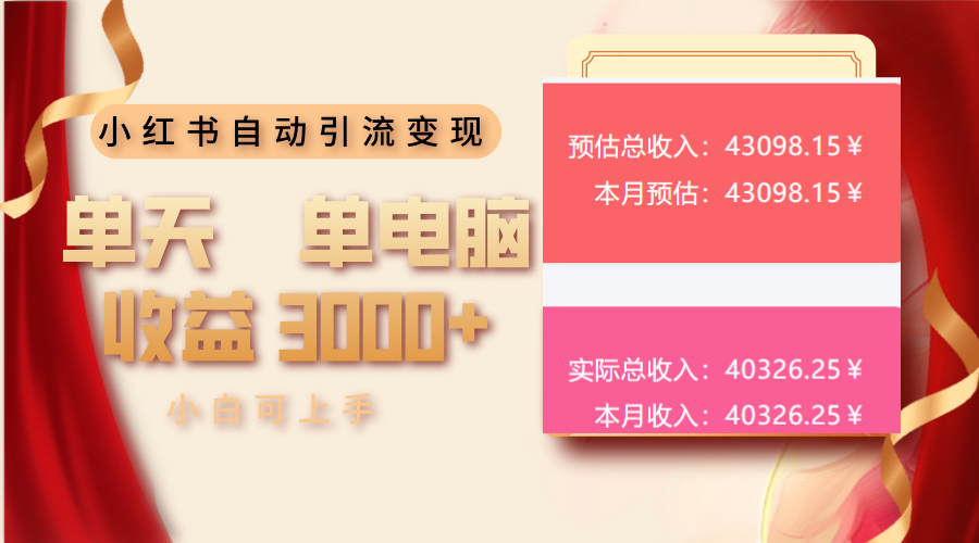 小红书自动引流变现 单天单电脑收益3000+ 小白可上手-米创网
