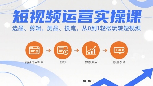 短视频运营实操课，选品、剪辑、测品、投流，从0到1轻松玩转短视频-米创网