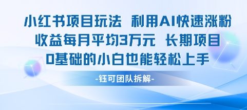 适合小白操作的小红书新项目，利用AI快速涨粉，收益每月平均1W+-米创网