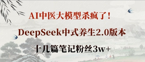 AI中医大模型杀疯了！DeepSeek中式养生2.0版本，十几篇笔记粉丝3w+-米创网