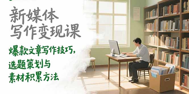 新媒体写作变现课，爆款文章写作技巧，选题策划与素材积累方法-米创网