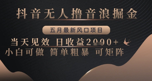 抖音无人撸音浪掘金，五月最新风口项目，当天见效，日收益多张，小白可做简单粗暴可矩阵【揭秘】-米创网