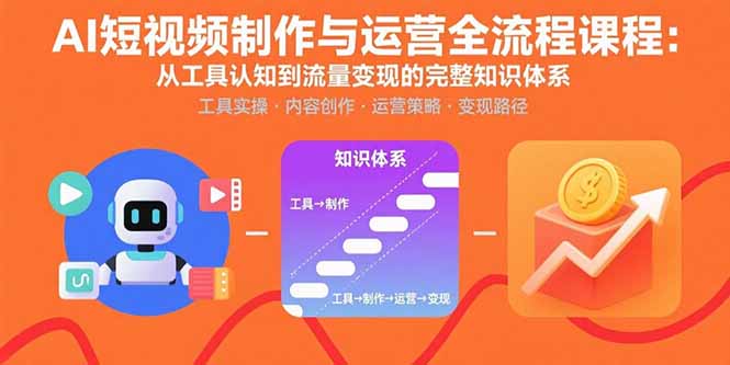 AI短视频制作与运营全流程课程：从工具认知到流量变现的完整知识体系-米创网