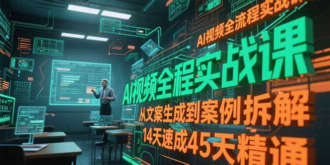 AI视频全流程实战课，从文案生成到案例拆解，14天速成45天精通-米创网