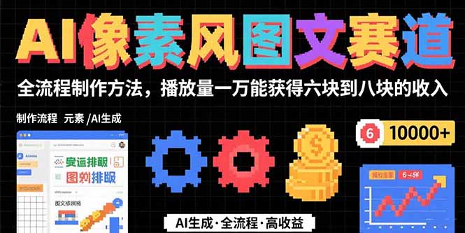 AI像素风图文赛道：全流程制作方法，播放量一万能获得6块到8块的收入-米创网