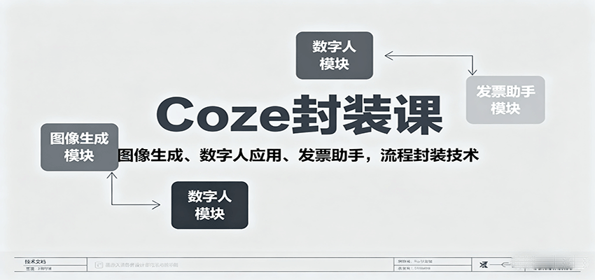 Coze封装课，图像生成、数字人应用、发票助手，流程封装技术-米创网