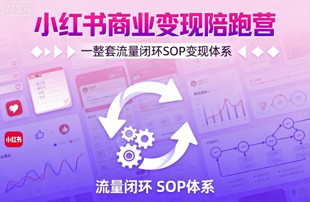 小红书商业变现陪跑营，轻IP矩阵 私域获客 聚光投流，一整套流量闭环SOP变现体系-米创网