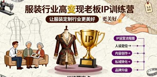 服装行业高变现老板IP训练营，让服装定制行业更美好-米创网