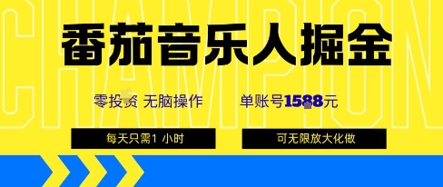 番茄音乐人掘金，单账号最高可撸1k+，可无限矩阵去做，零投入-米创网