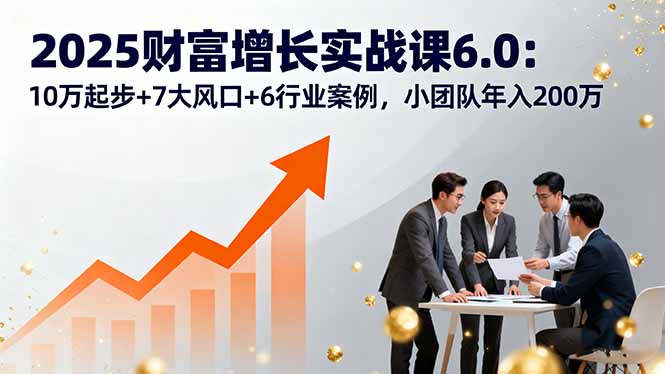 2025财富增长实战课6.0：10万起步+7大风口+6行业案例，小团队年入200万-米创网