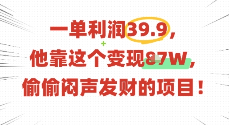 一单利润39.9，有人靠这个变现几十个，偷偷闷声发财的项目-米创网