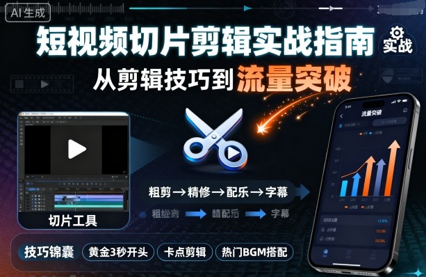 短视频切片剪辑实战指南，从剪辑技巧到流量突破-米创网