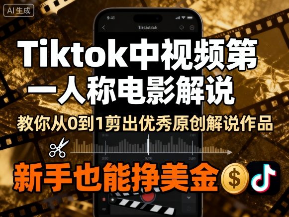 Tiktok中视频第一人称电影解说，教你从0到1剪出一个优秀的原创解说作品，新手也能挣美金-米创网