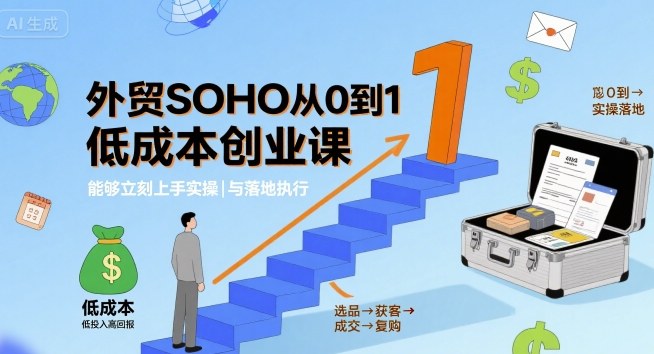 外贸SOHO从0到1低成本创业课，能够立刻上手实操与落地执行-米创网