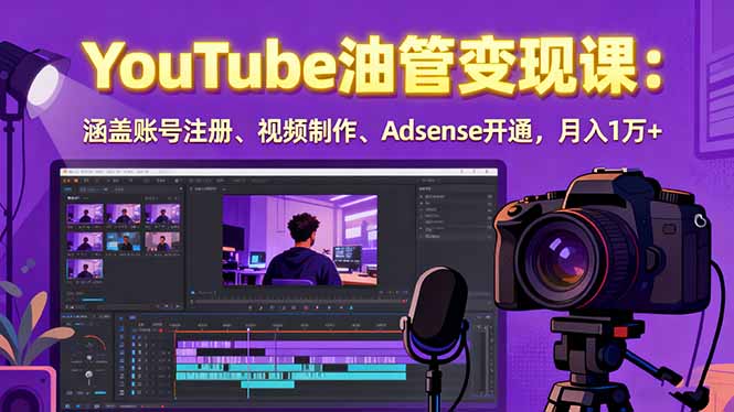 2025YouTube油管变现课：涵盖账号注册、视频制作、Adsense开通，月入1万+-米创网