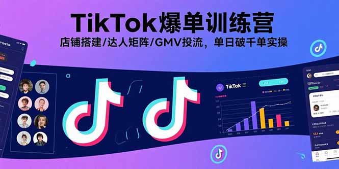 TikTok爆单训练营，店铺搭建/达人矩阵/GMV投流，单日破千单实操-米创网
