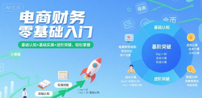 电商财务零基础入门，基础认知+基础实操+进阶突破，轻松掌握-米创网