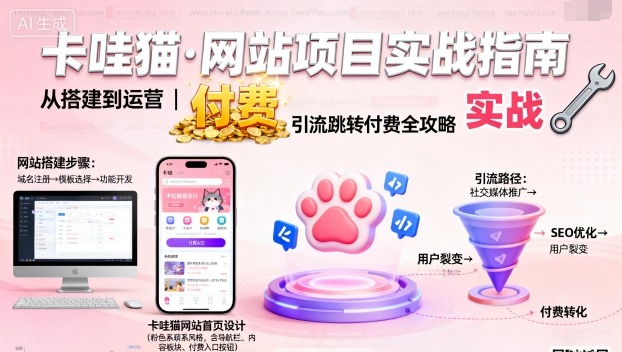 卡哇猫·网站项目，网站搭建与运营以及引流跳转付费-米创网