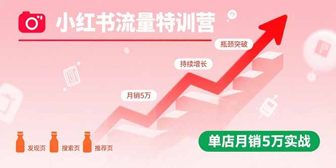 小红书流量特训营：突破流量瓶颈，实现店铺持续增长，单店月销5万实战-米创网