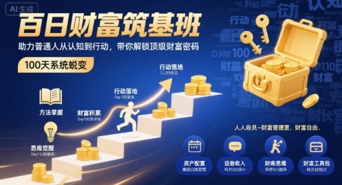 百日财富筑基班，助力普通人从认知到行动，带你解锁顶级财富密码-米创网