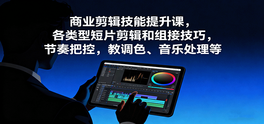 商业剪辑技能提升课，各类型短片剪辑和组接技巧，节奏把控，教调色、音乐处理等-米创网