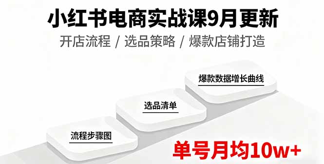 小红书电商实战课9月更新，开店流程/选品策略/爆款店铺打造，单号月均10w+-米创网