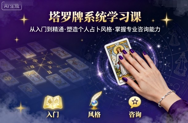 塔罗牌系统学习课，助你从入门到精通，塑造个人占卜风格，掌握专业咨询能力-米创网