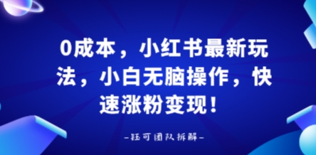 0成本，小红书最新玩法，小白无脑操作，快速涨粉变现-米创网