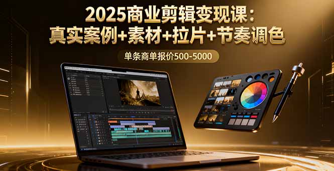 2025商业剪辑变现课：真实案例+素材+拉片+节奏调色，单条商单报价500-5000-米创网