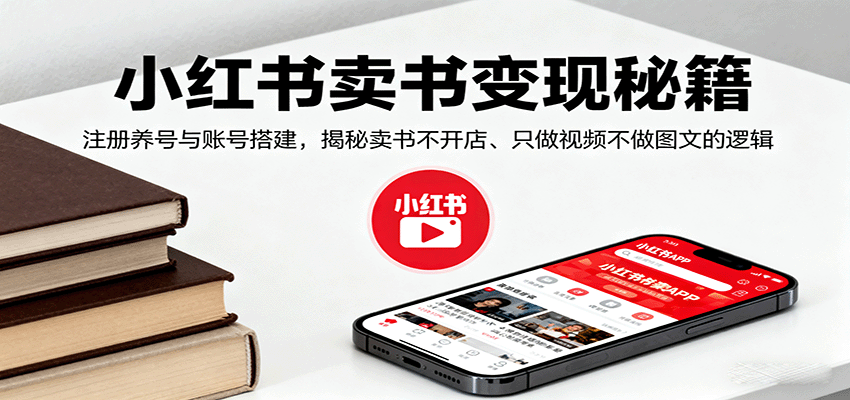 小红书卖书变现秘籍，注册养号与账号搭建，揭秘卖书不开店、只做视频不做图文的逻辑-米创网