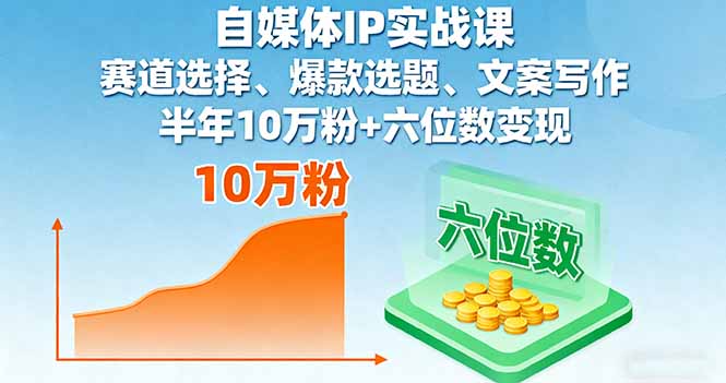 自媒体IP实战课，赛道选择、爆款选题、文案写作，半年10万粉+六位数变现-米创网