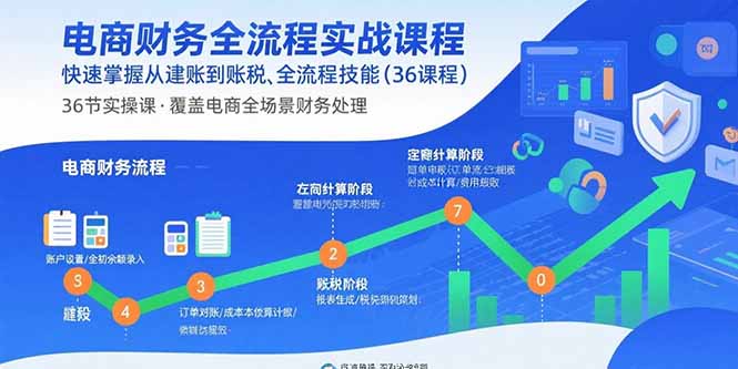 电商财务全流程实战课程：快速掌握从建账到报税的全流程技能(36节课-米创网