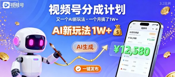 视频号分成计划：又一个AI新玩法，一个月搞了1W+，纯AI生成，一键发布即可-米创网